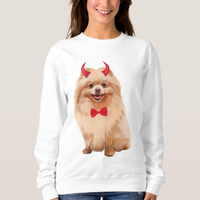 Sweatshirt Chien Poméranien À Halloween (Devant)