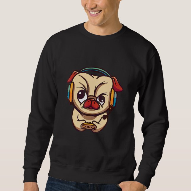 Sweatshirt Chien Pug Joueur  (Devant)