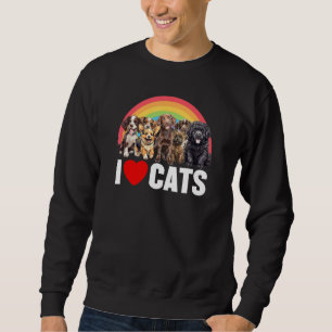 Sweatshirt Chien qui dit j'aime les chats arc-en-ciel Chien