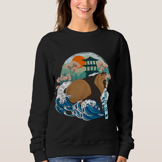 Sweatshirt Chien Raccoon Japonais Grande Vague Kanagawa Japon (Devant)