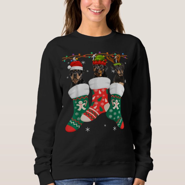 Sweatshirt Chien Rottweiler Chaussettes de Noël Xmas Pyjama P (Devant)