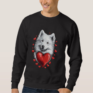 Sweatshirt Chien Samoyède de la Saint-Valentin avec des cœurs
