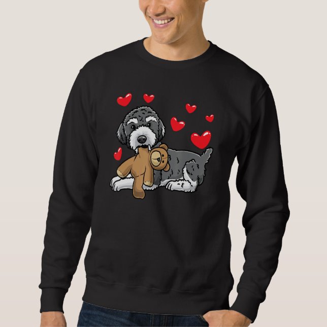 Sweatshirt Chien Schnoodle avec animal en peluche (Devant)