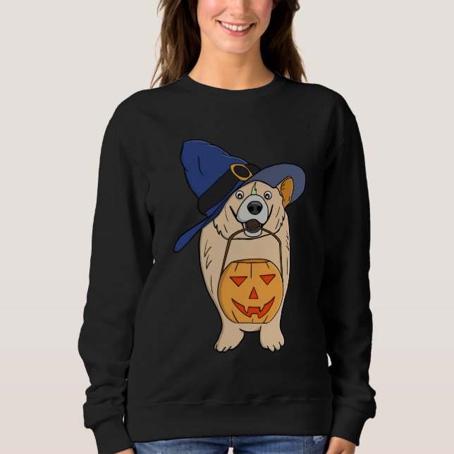 Sweatshirt Chien Sorcière Citrouille (Devant)
