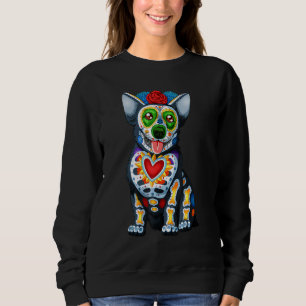 Sweatshirt Chien Sugar Skull Dia De Los Muertos Perro Jour De