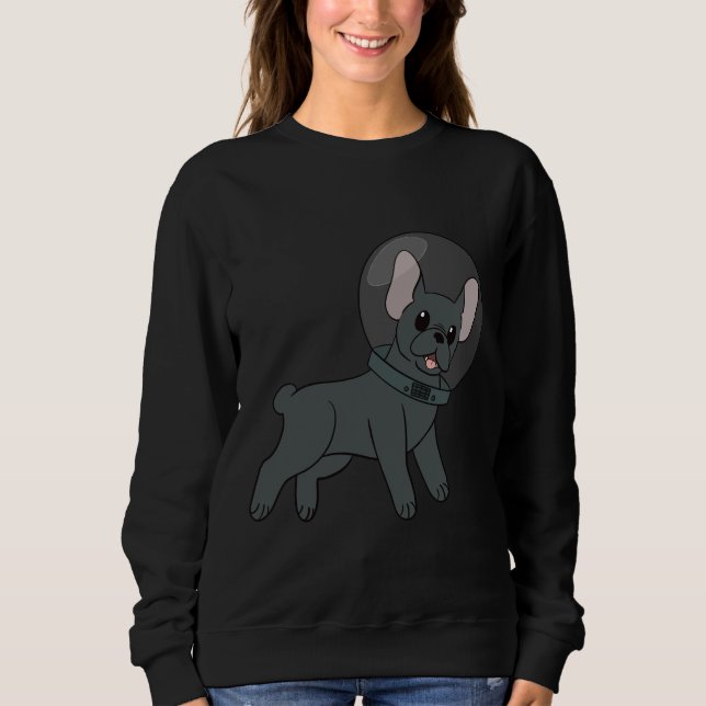 Sweatshirt Chien-taureau bleu français dans l'espace (Devant)