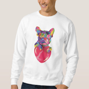 Sweatshirt Chien-taureau français au coeur rouge coloré