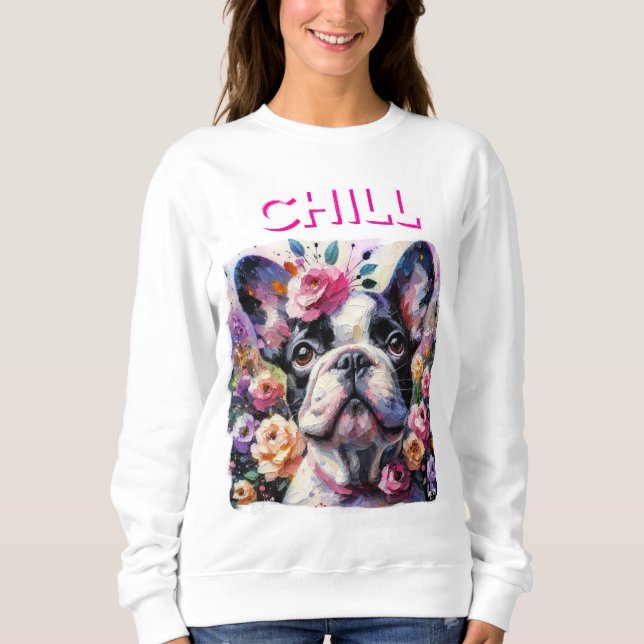 Sweatshirt Chien-taureau français avec peinture impressionnis (Devant)