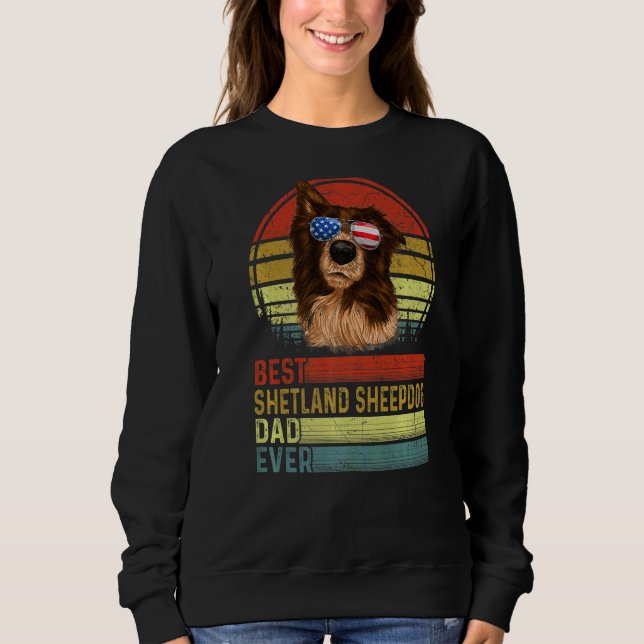 Sweatshirt Chien Vintage Meilleur Shetland Sheepdog Papa Jama (Devant)