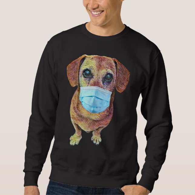 Sweatshirt Chien Weiner Avec Masque Sur (Devant)