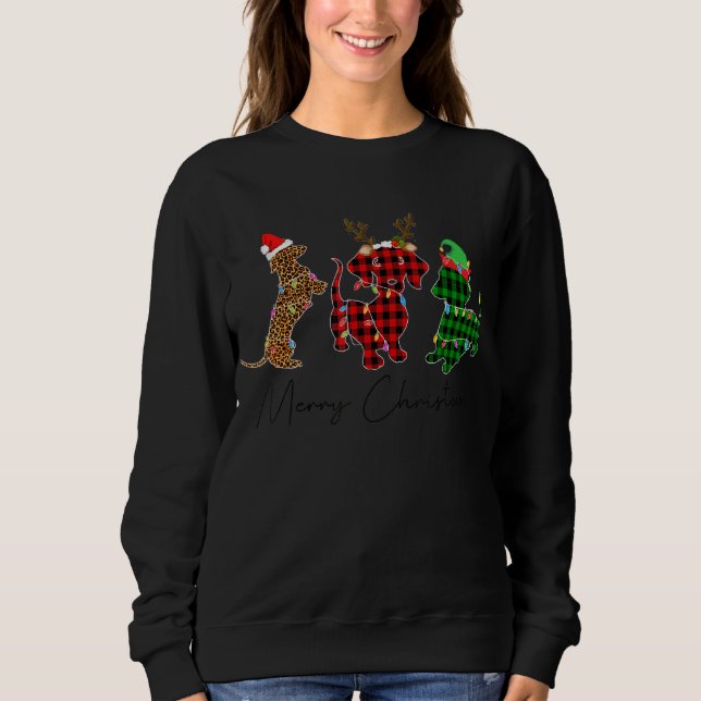 Sweatshirt Chiens blancs mignons Dachshund Joyeux Buffle roug (Devant)