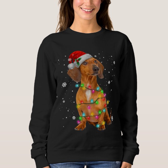 Sweatshirt Chiens de Dachshund Arbre Noël Chandails Noël Pour (Devant)