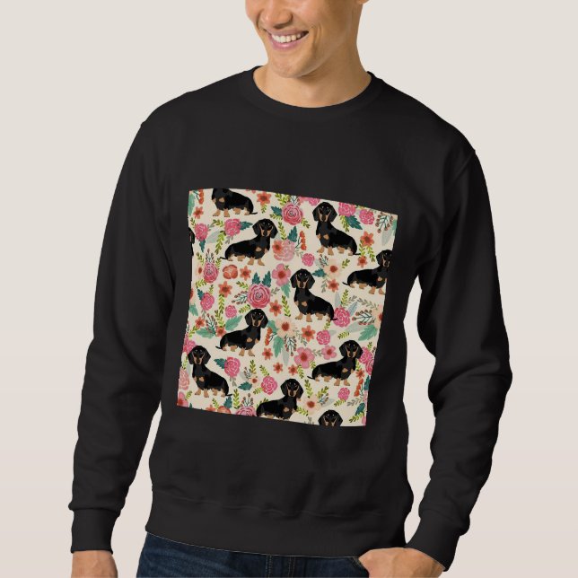 Sweatshirt Chiens Et Fleurs Dachshund (Devant)