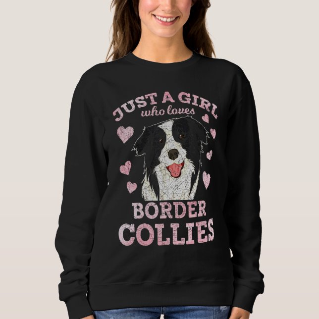 Sweatshirt Chiens Femmes Animaux Filles Coeurs Frontière Coll (Devant)