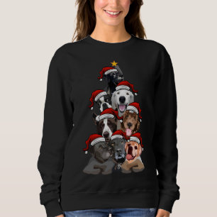 Sweatshirt Chiens mignons à Santa Hats Arbre de Noël avec Sta