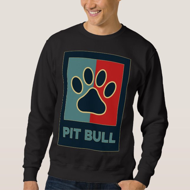Sweatshirt Chiens Pitbull Cool Retro Pit Bull Chien Lover Paw (Devant)