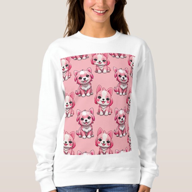 Sweatshirt Chiens roses mignons (Devant)
