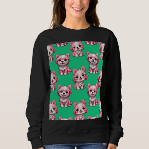 Sweatshirt Chiens roses mignons - Vert