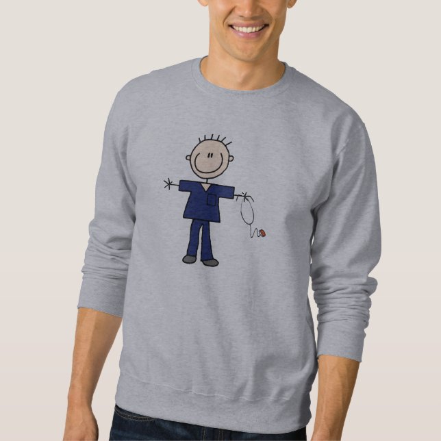 Sweatshirt Chiffre masculin infirmière - bleu de bâton (Devant)