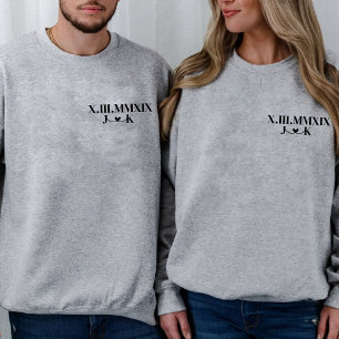 Sweatshirt Chiffre romain de l'anniversaire du petit ami pers
