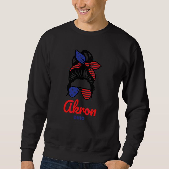 Sweatshirt Chignon Désordonné Rétro Akron Ohio (Devant)