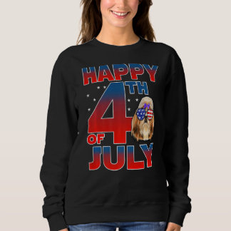 Sweatshirt Chih Tzu Chien Drapeau Américain Lunettes Joyeux 4