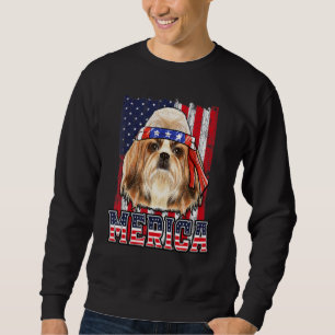 Sweatshirt Chih Tzu Merica 4 juillet Chien Drapeau patriotiqu
