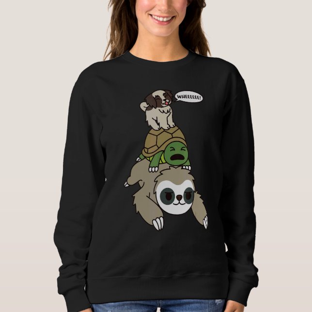 Sweatshirt Chih Tzu Riding Sloth Tortoise Dog (Devant)