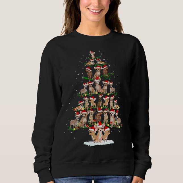 Sweatshirt Chihuahua Arbre de Noël Drôle Tee Xmas Chihuahua (Devant)