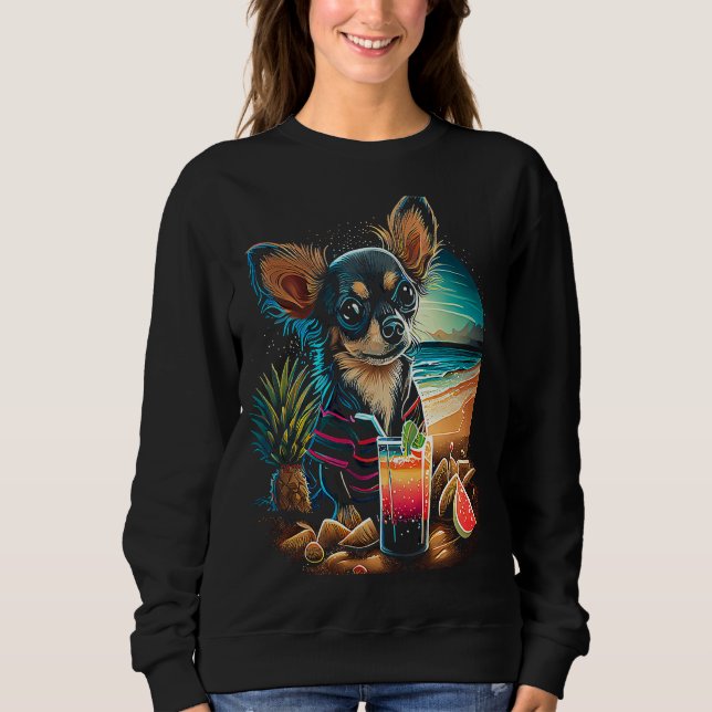 Sweatshirt Chihuahua at the beach Summer Vacation (Devant)