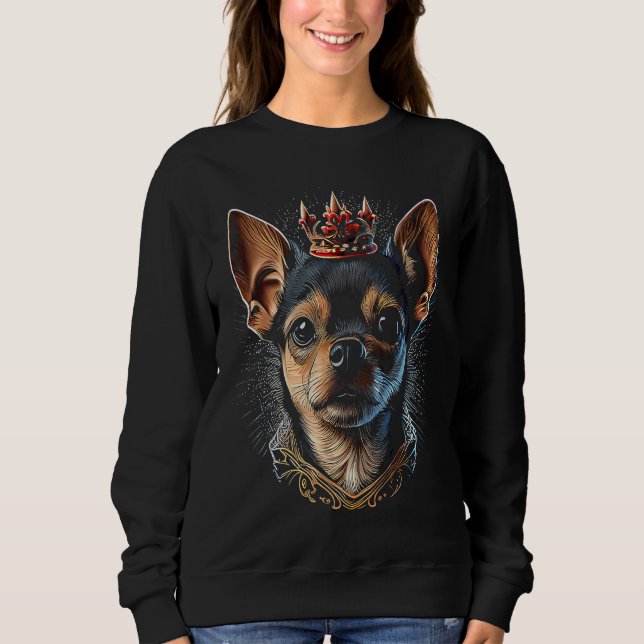 Sweatshirt Chihuahua avec couronne (Devant)