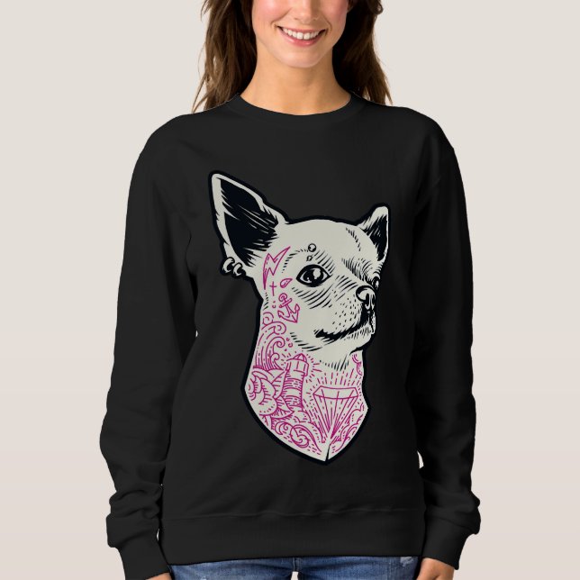 Sweatshirt Chihuahua Avec Tattoos (Devant)