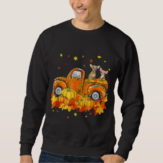 Sweatshirt Chihuahua Camion Citrouille Automne Feuilles Autom