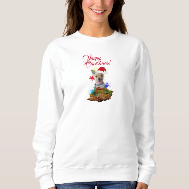 Sweatshirt Chihuahua Chien Joyeux Noël (Devant)