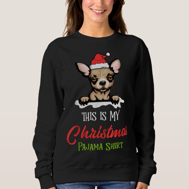 Sweatshirt Chihuahua Chien Pajamas de Noël Santa Clause (Devant)