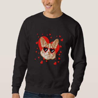 Sweatshirt Chihuahua Face Heart Glasses Valentines Day Pet Do