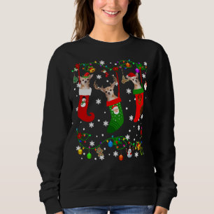 Sweatshirt Chihuahua In Christmas Socks Reindeer Santa Chihua