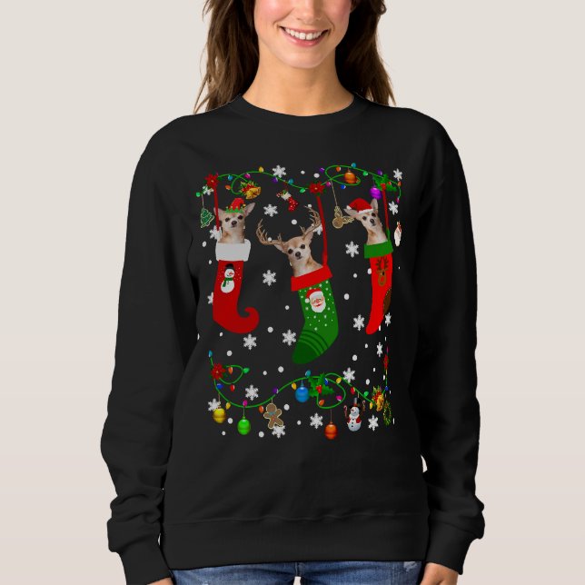 Sweatshirt Chihuahua In Christmas Socks Reindeer Santa Chihua (Devant)