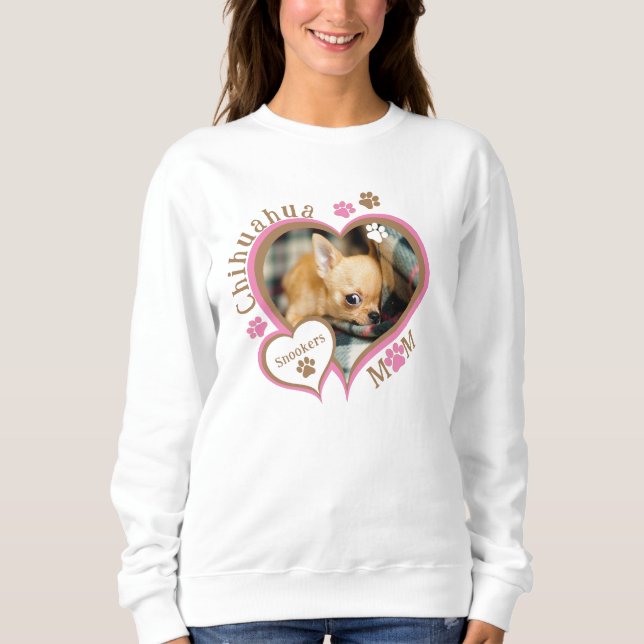 Sweatshirt Chihuahua Maman Photo personnalisée et nom (Devant)