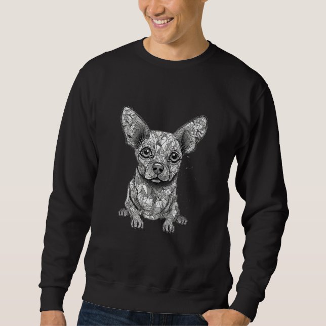 Sweatshirt Chihuahua Mosaic Geometrical  Dog Colorful Cute 2 (Devant)