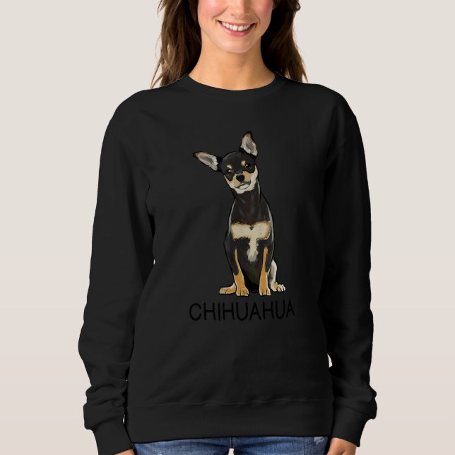 Sweatshirt Chihuahua Noir Chien Fou (Devant)