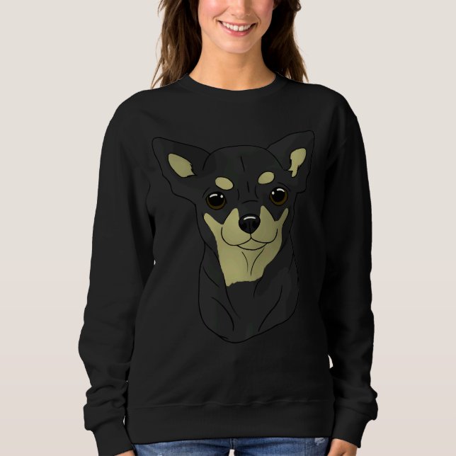 Sweatshirt Chihuahua Sh Noir Et Tan (Devant)