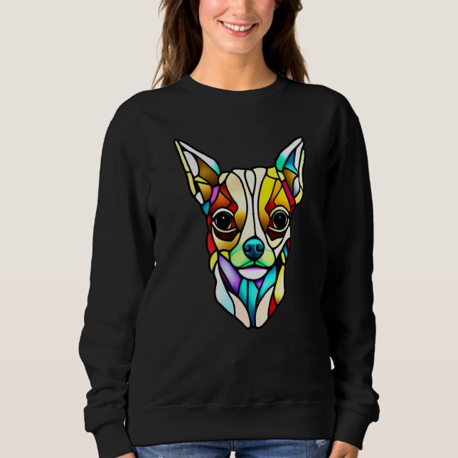 Sweatshirt Chihuahua - Stained Glass Pop Art Premium_1 (Devant)
