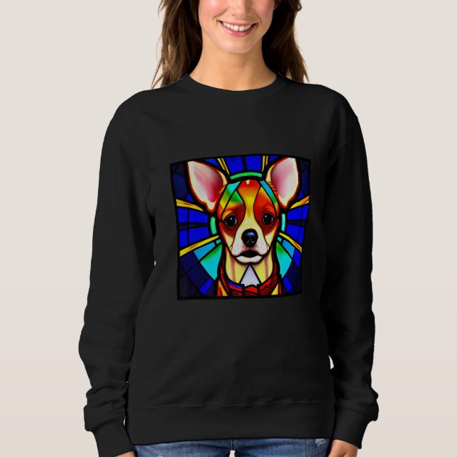 Sweatshirt Chihuahua - Stained Glass Pop Art Premium_11 (Devant)