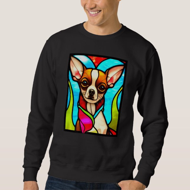 Sweatshirt Chihuahua - Stained Glass Pop Art Premium_3 (Devant)