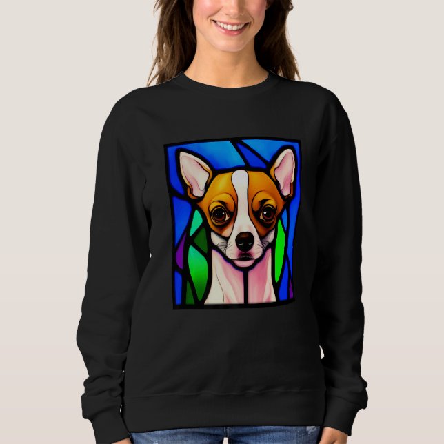 Sweatshirt Chihuahua - Stained Glass Pop Art Premium_5 (Devant)