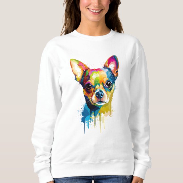 Sweatshirt Chihuahua vibrant et coloré (Devant)