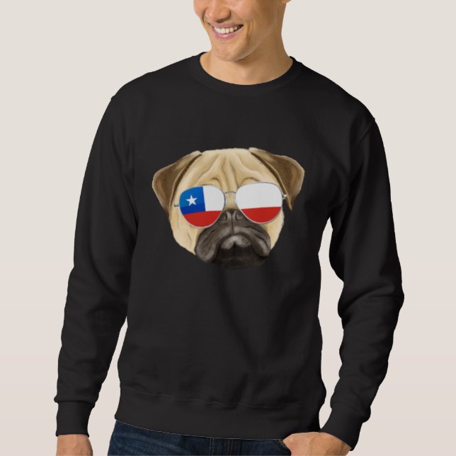 Sweatshirt Chilean Flag Pug Dog Chile Pocket (Devant)
