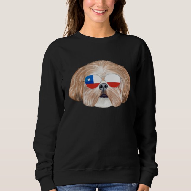 Sweatshirt Chilean Flag Shih Tzu Dog Chile Pocket (Devant)