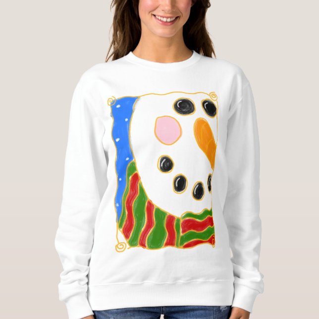 Sweatshirt Chilily Snowman Art de Noël Abstrait à porter (Devant)